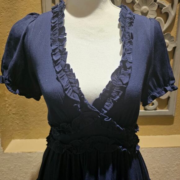 Altar’d State Dress S Navy Coastal Western Flair Boho Cottagecore Romantic EUC - Picture 5 of 13